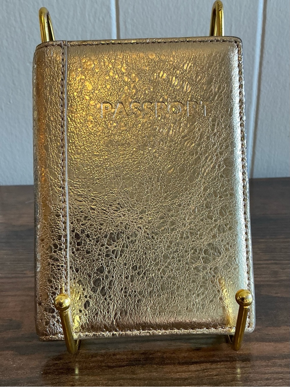A NWT Out Of Stock Metallic Leather J.Crew Passport Holder Travel Wallet